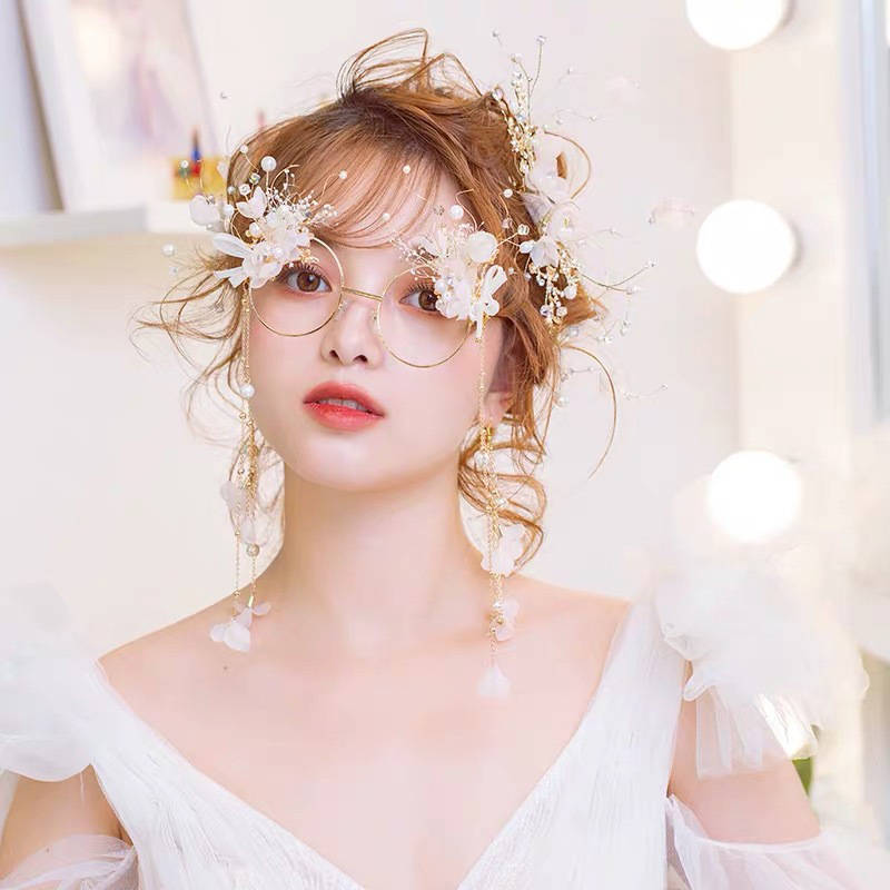 欧美时尚潮流造型眼镜粉色流苏个性镜框抖音网红影楼拍照道具饰品