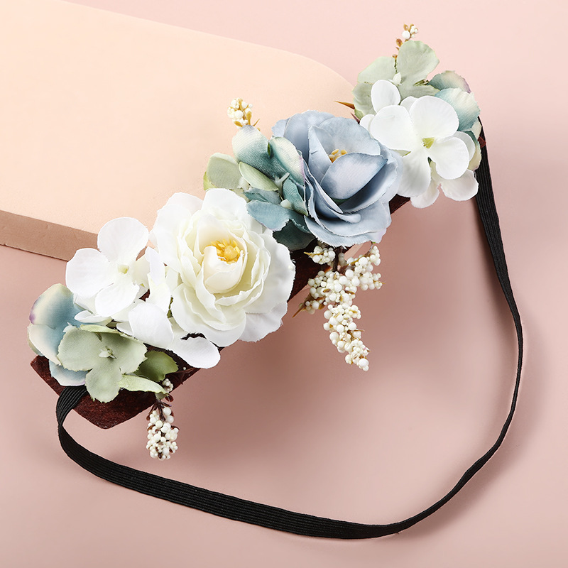 Cross-border European and American headwear and hair bands, simulated flower hair heads, flower Japanese and Korean style hair accessories, photo studio photo shoot and portrait headwear wholesale details Picture