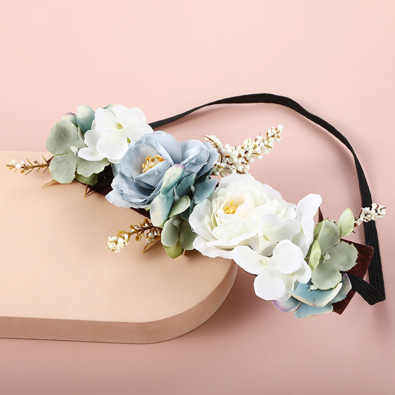 Cross-border European and American headwear and hair bands, simulated flower hair heads, flower Japanese and Korean style hair accessories, photo studio photo shoot and portrait headwear wholesale