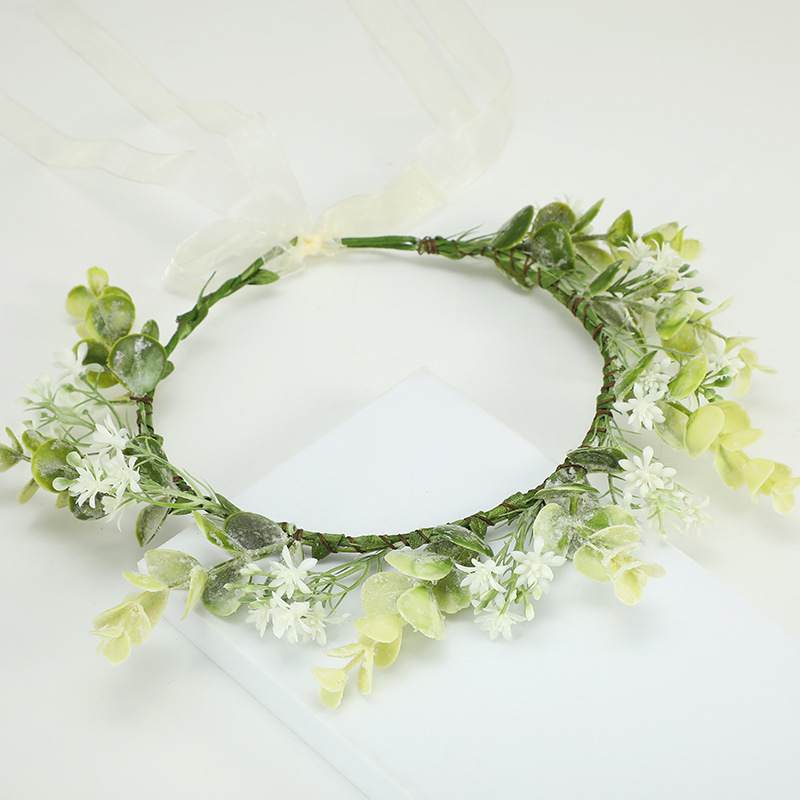 New and fresh faux branches, mint leaves, mugwort leaves, forest-themed plastic branches, and super fairy flower ring headwear for brides are in stock details Picture