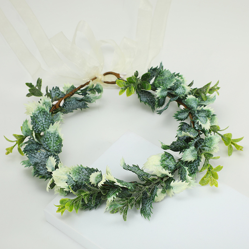 New and fresh faux branches, mint leaves, mugwort leaves, forest-themed plastic branches, and super fairy flower ring headwear for brides are in stock Application Scenario
