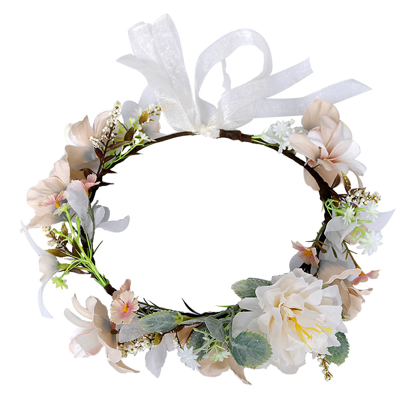 Korean-style wedding bride's headwear, realistic flower wreath, forest-themed camellia flower wreath, fresh and sweet, princess hair accessory, beautiful hair band Item Picture