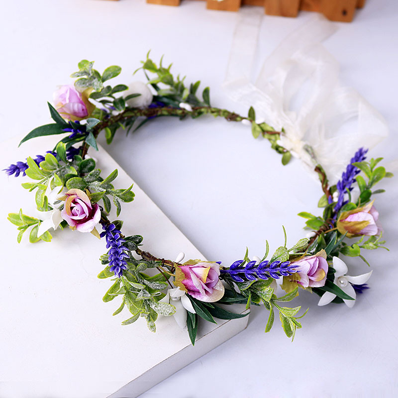 New flower wreath, blue artificial flower, lavender headpiece, bride's headpiece, hair accessory, bridesmaid flower, boy's hair band, forest-themed hair accessory