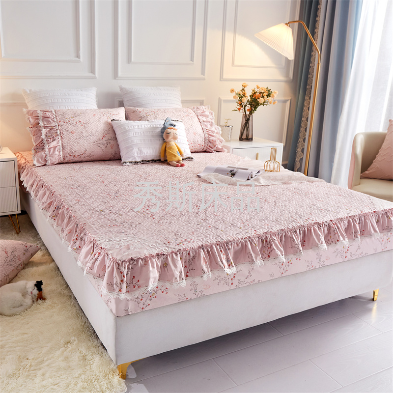 2022 New pure cotton bed cover, single-piece cotton-padded bedspread, fully wrapped bed cover, mattress cover, Simmons protective cover details Picture