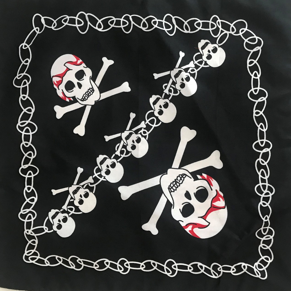 Cotton square scarf, skull head, hip-hop headscarf, outdoor large handkerchief, handkerchief, sports sweat-absorbing wrap details Picture
