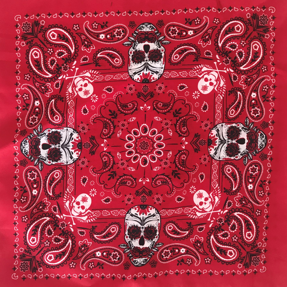 Cotton square scarf, skull head, hip-hop headscarf, outdoor large handkerchief, handkerchief, sports sweat-absorbing wrap