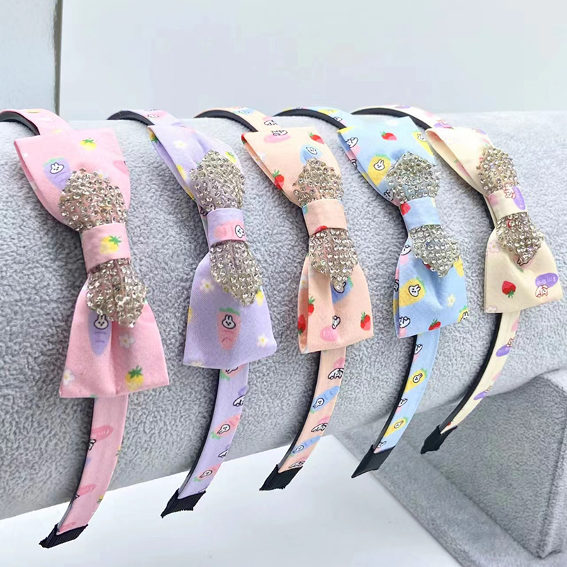 B1525 diamond-encrusted bow fashionable headband exquisite accessory Yiwu 2-yuan hair band Headband Hair clip Hair accessory Specification image