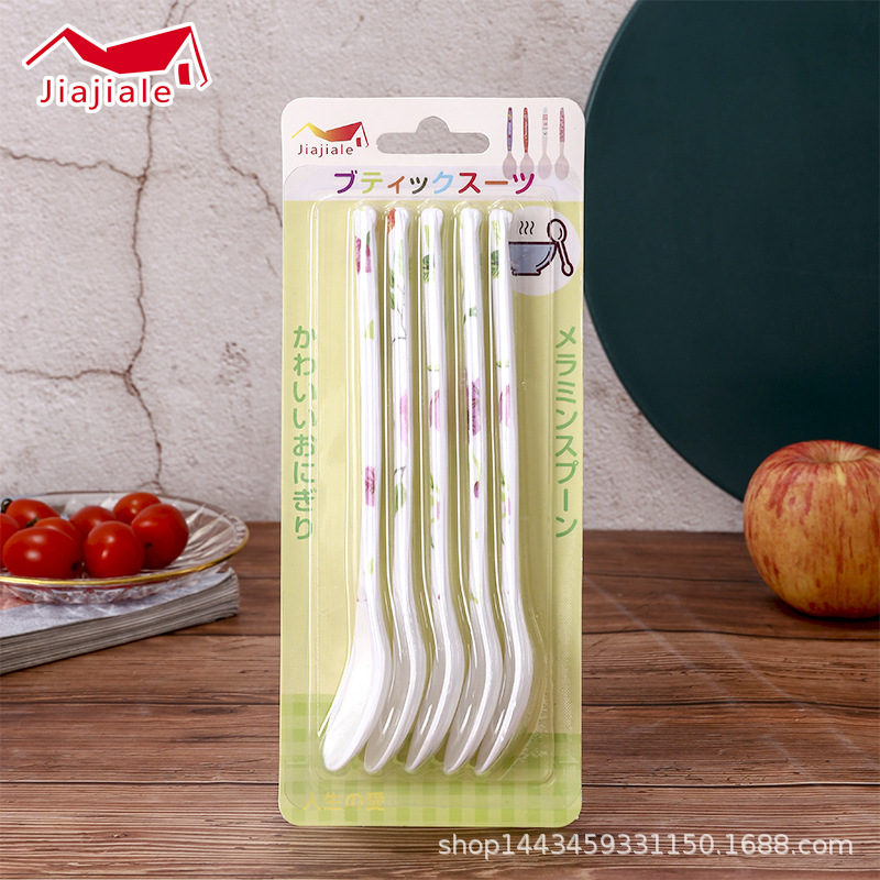 Porcelain-like spoons, household colored melamine hook spoons, porcelain-like long-handled spoons, ramen spicy hot pot spoons, commercial soup spoons and spoons details Picture