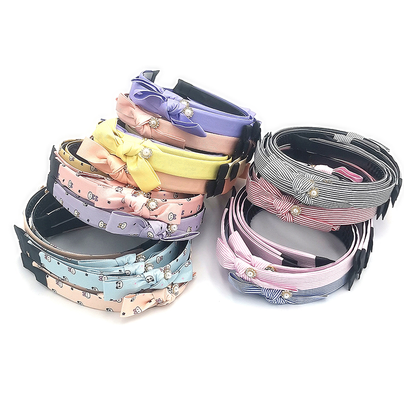 B1515 Pearl dot diamond bow tie Headband, exquisite accessory, Yiwu 2-yuan hair band Headband, hair clip, hair accessory Application Scenario