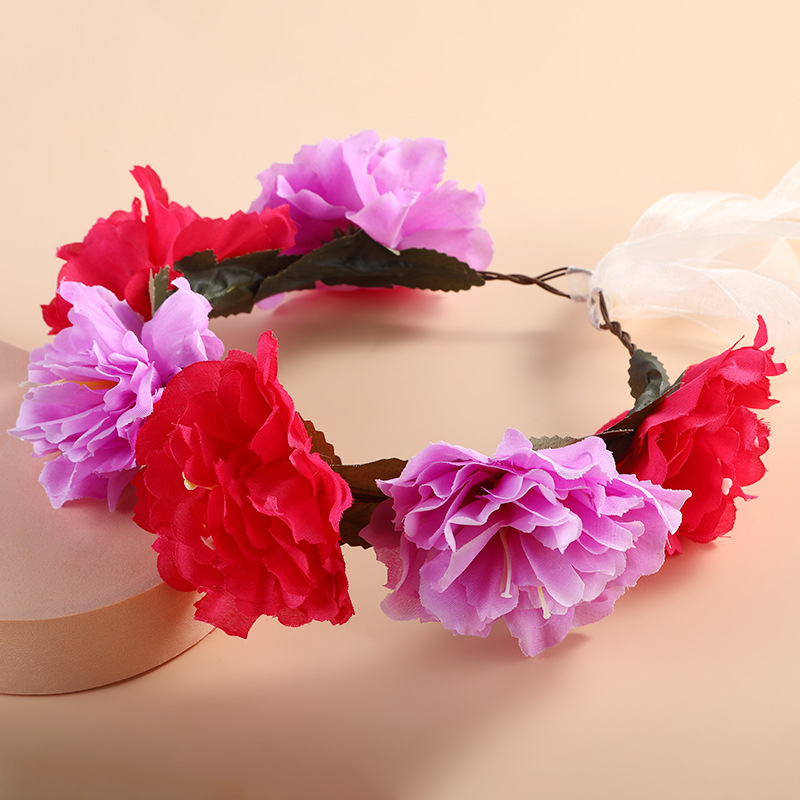 Handmade diy girls' hair accessories, European and American outdoor lawn wedding bride's fabric simulation garland, bridesmaid outfit hair band details Picture