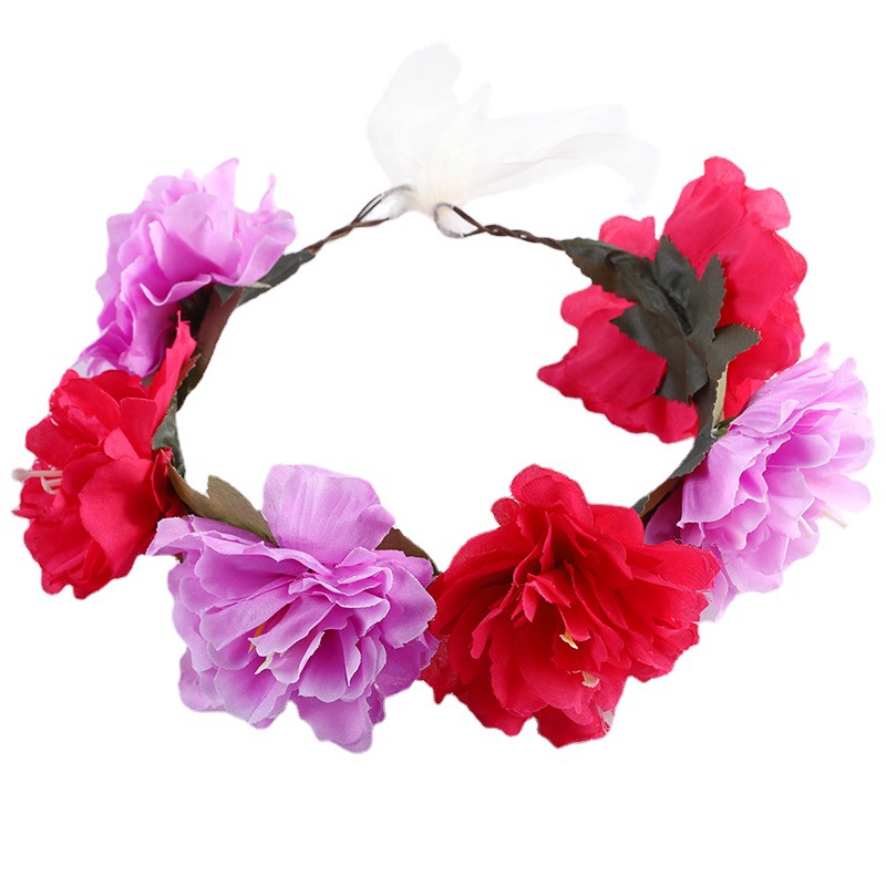 Handmade diy girls' hair accessories, European and American outdoor lawn wedding bride's fabric simulation garland, bridesmaid outfit hair band Item Picture