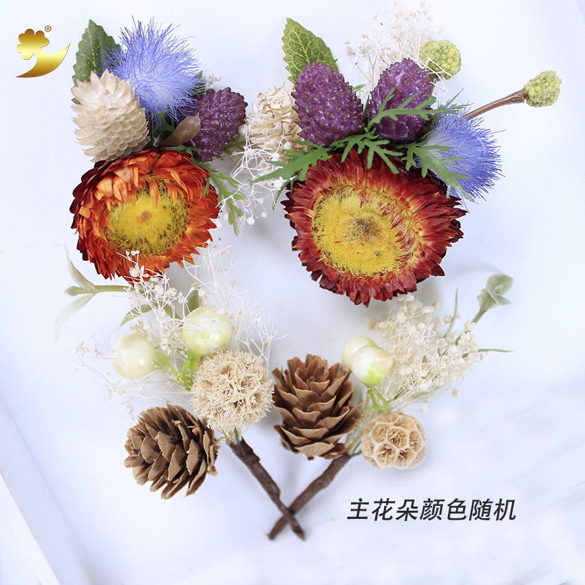 Korean fashion starry sky dried flower hairpin, handcrafted natural dried pinecone simulated leaf bridal hairpin Application Scenario