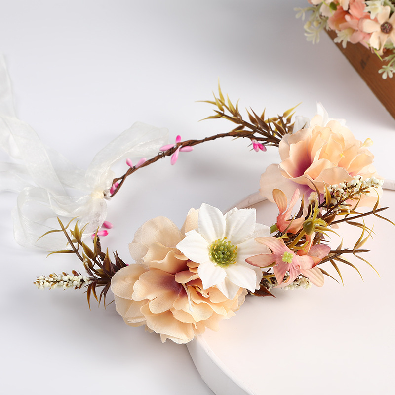 European and American forest-themed festival garlands, bride headwear, realistic garlands, outdoor wedding, retro country-style photo accessories