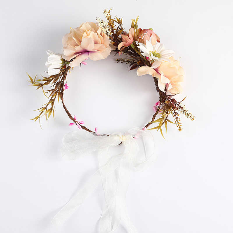 European and American forest-themed festival garlands, bride headwear, realistic garlands, outdoor wedding, retro country-style photo accessories Item Picture