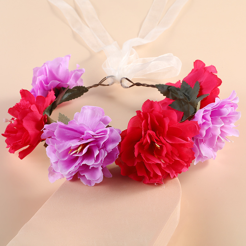 Handmade diy girls' hair accessories, European and American outdoor lawn wedding bride's fabric simulation garland, bridesmaid outfit hair band Specification image