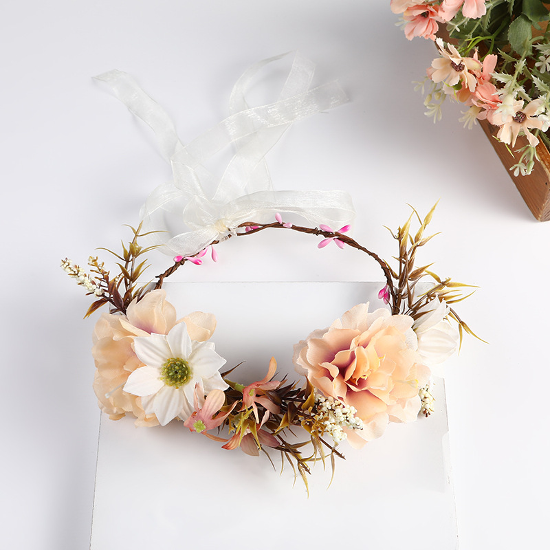 European and American forest-themed festival garlands, bride headwear, realistic garlands, outdoor wedding, retro country-style photo accessories Specification image