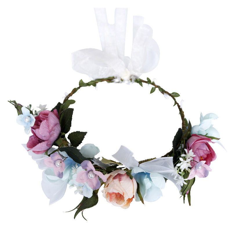 New garlands, headbands, ribbons, pearl headbands, bride's hair accessories, wedding gowns, bridesmaid accessories, festival travel accessories Item Picture
