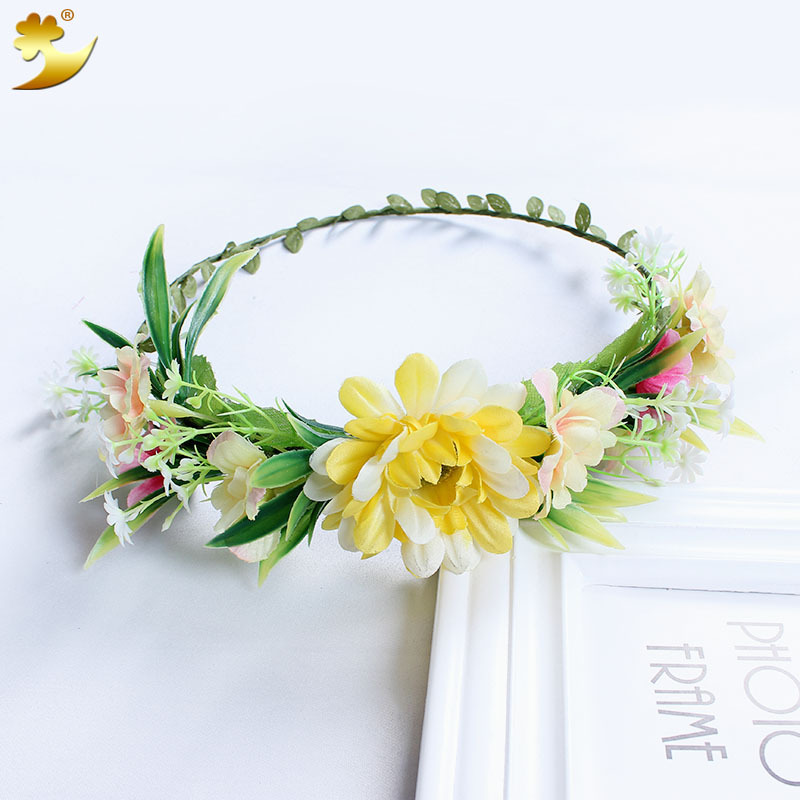 Wholesale of realistic flower, flower globe travel, scenic area, bride headband, photo shoot, green leaf fabric headband accessories