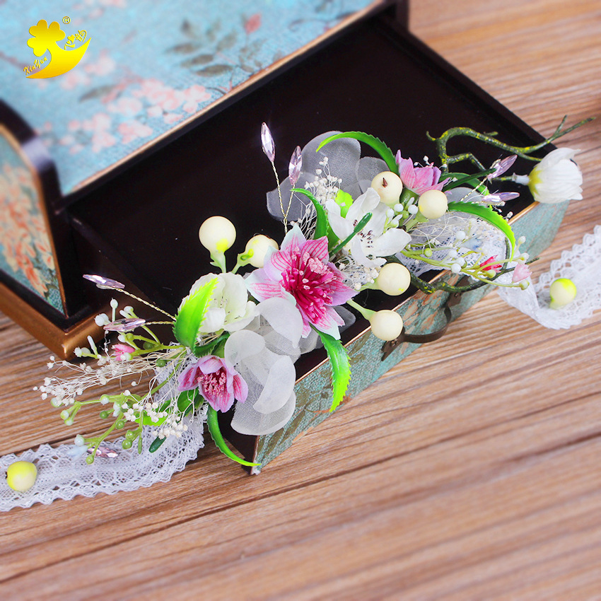 Korean-style wedding hair bands and headbands, forest-themed faux flowers, plastic lace, photo studio accessories, women's style Specification image