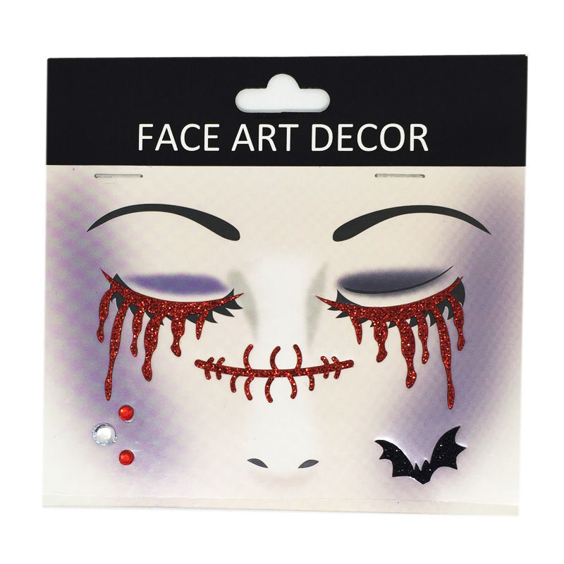 New glitter temporary sticker Cosplay Masquerade face sticker for Halloween Specification drawing