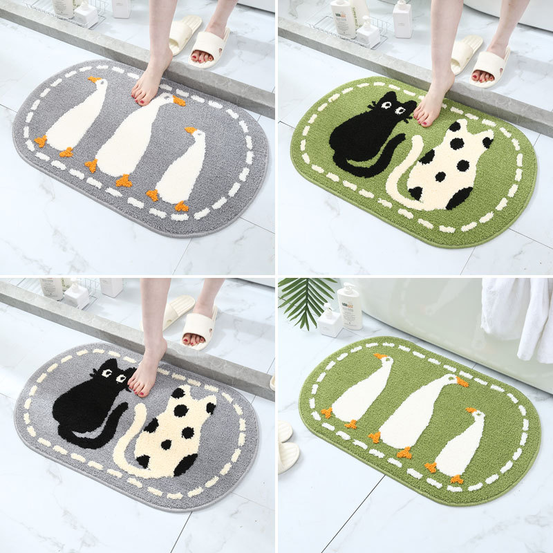 Children's crawling MATS, cute cat bathroom and toilet water-absorbing anti-slip foot MATS, floor MATS, simple home bedroom entrance MATS Specification image