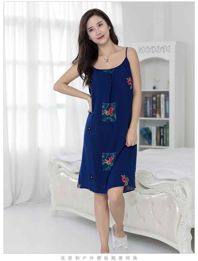 Women's summer pajamas with fat sleeping skirts, women's large-sized pure cotton silk halter and artificial cotton home wear manufacturer Specification image