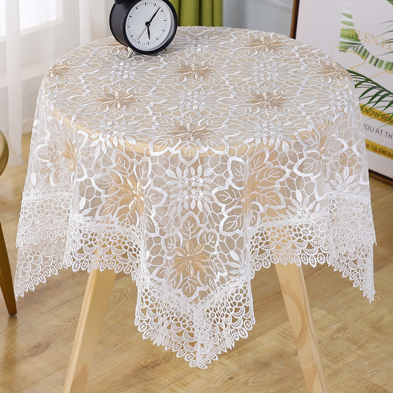 European Mesh Lace Round Table Cloth Square Table Tea Table Cloth Household Cloth Table Cloth Simple Cover Cloth Rectangular Table Cloth details Picture