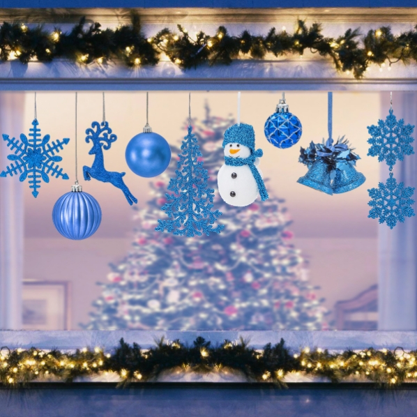 Christmas Snowflake Deer Ball Pendant Decorative Wall With Children's Room Background Wall Window Christmas Stickers details Picture