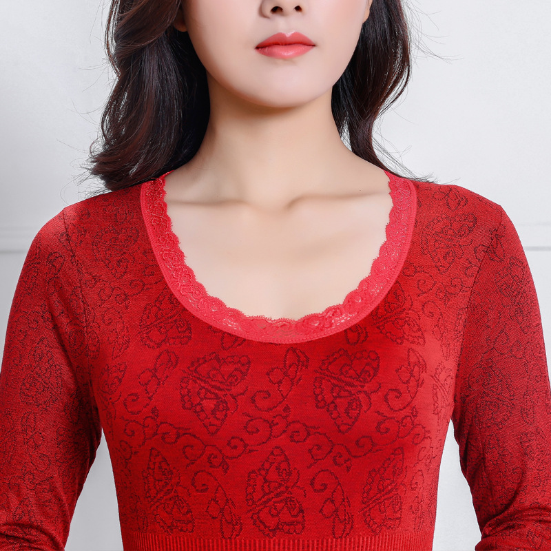 Seamless body-shaping underwear set, large butterfly flower lace style underwear for autumn and winter warmth set manufacturer details Picture