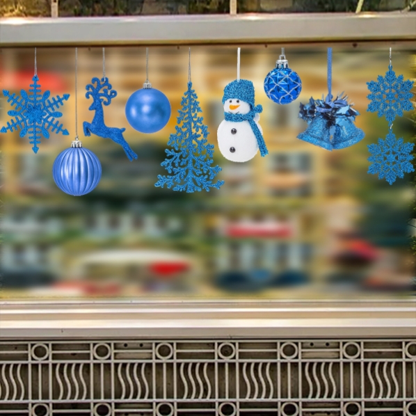 Christmas Snowflake Deer Ball Pendant Decorative Wall With Children's Room Background Wall Window Christmas Stickers Application Scenario