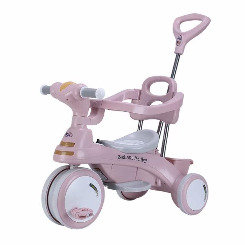 Buyun tricycle, baby stroller with music, sunshade, footrest, safety guardrail and basket frame details Picture