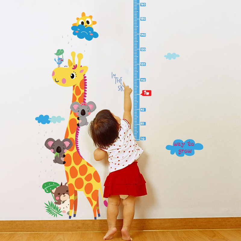 Movable flat wall sticker giraffe height sticker children's room kindergarten entrance decorative wall sticker PVC SK9002