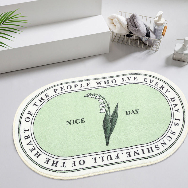 Oval bathroom floor mat, toilet absorbent foot mat, cross-border Amazon imitation cashmere mat, anti-slip mat, entrance door mat