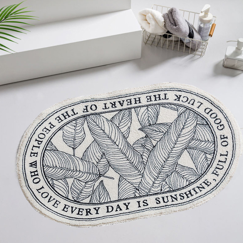 Oval bathroom floor mat, toilet absorbent foot mat, cross-border Amazon imitation cashmere mat, anti-slip mat, entrance door mat details Picture