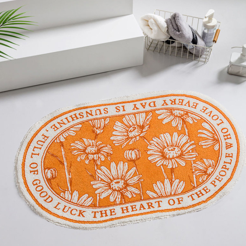 Oval bathroom floor mat, toilet absorbent foot mat, cross-border Amazon imitation cashmere mat, anti-slip mat, entrance door mat Specification image