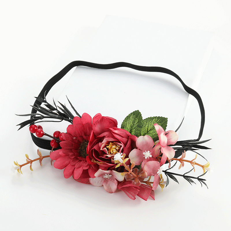 Best-selling European and American bride vacation wreath carnival party headwear, creative simulation rose flower hair band for girls