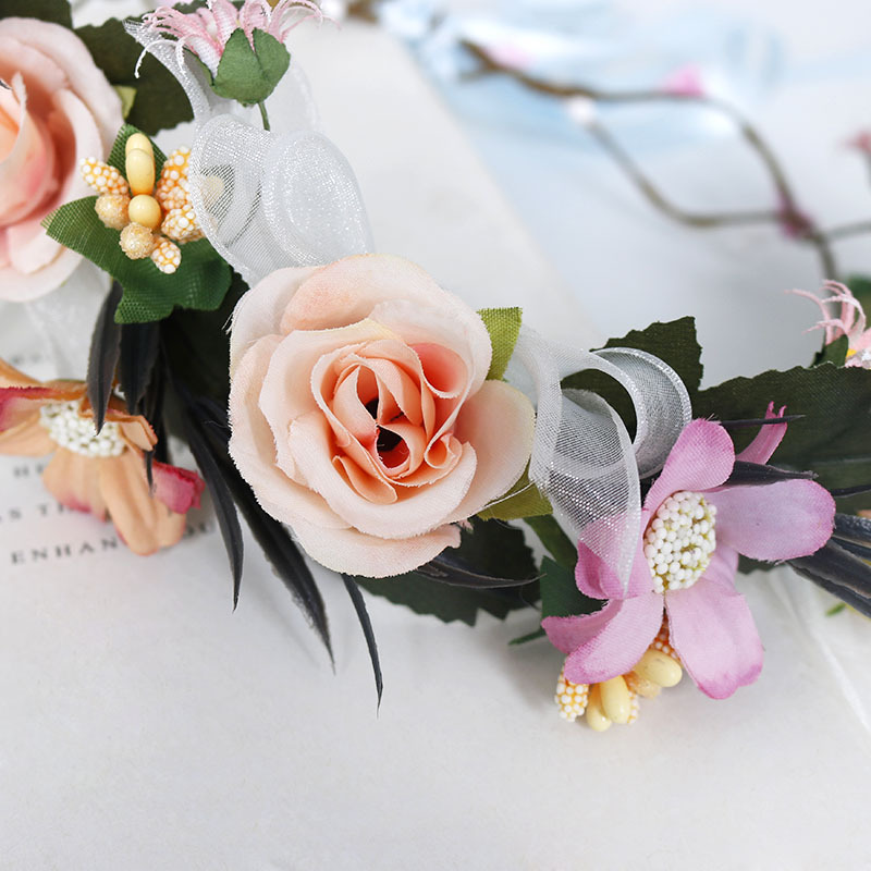 Hot-selling forest girl garland, rattan bridal headwear, photography accessories, blue ribbon fabric rose, bow headband Application Scenario