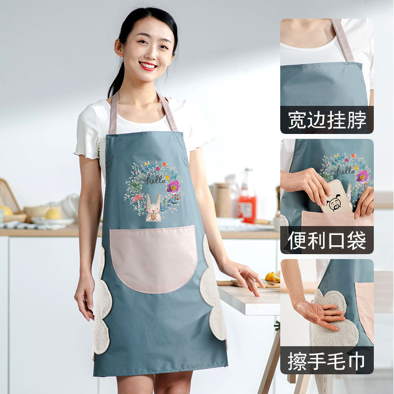 围裙女厨房防水防油夏季家用可擦手可爱时尚新款做饭工作女士套袖详情图2