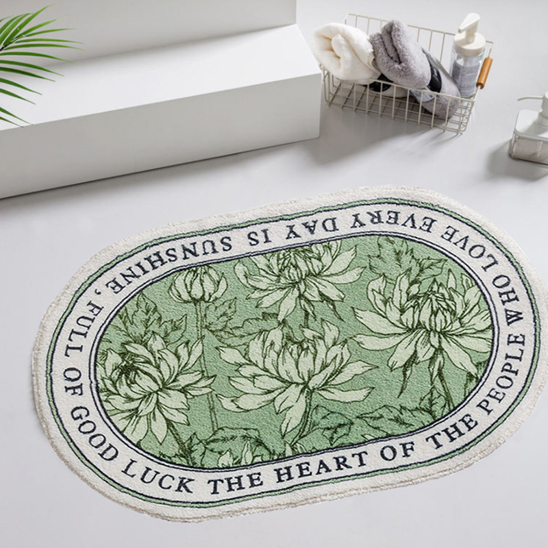 Oval bathroom floor mat, toilet absorbent foot mat, cross-border Amazon imitation cashmere mat, anti-slip mat, entrance door mat Application Scenario