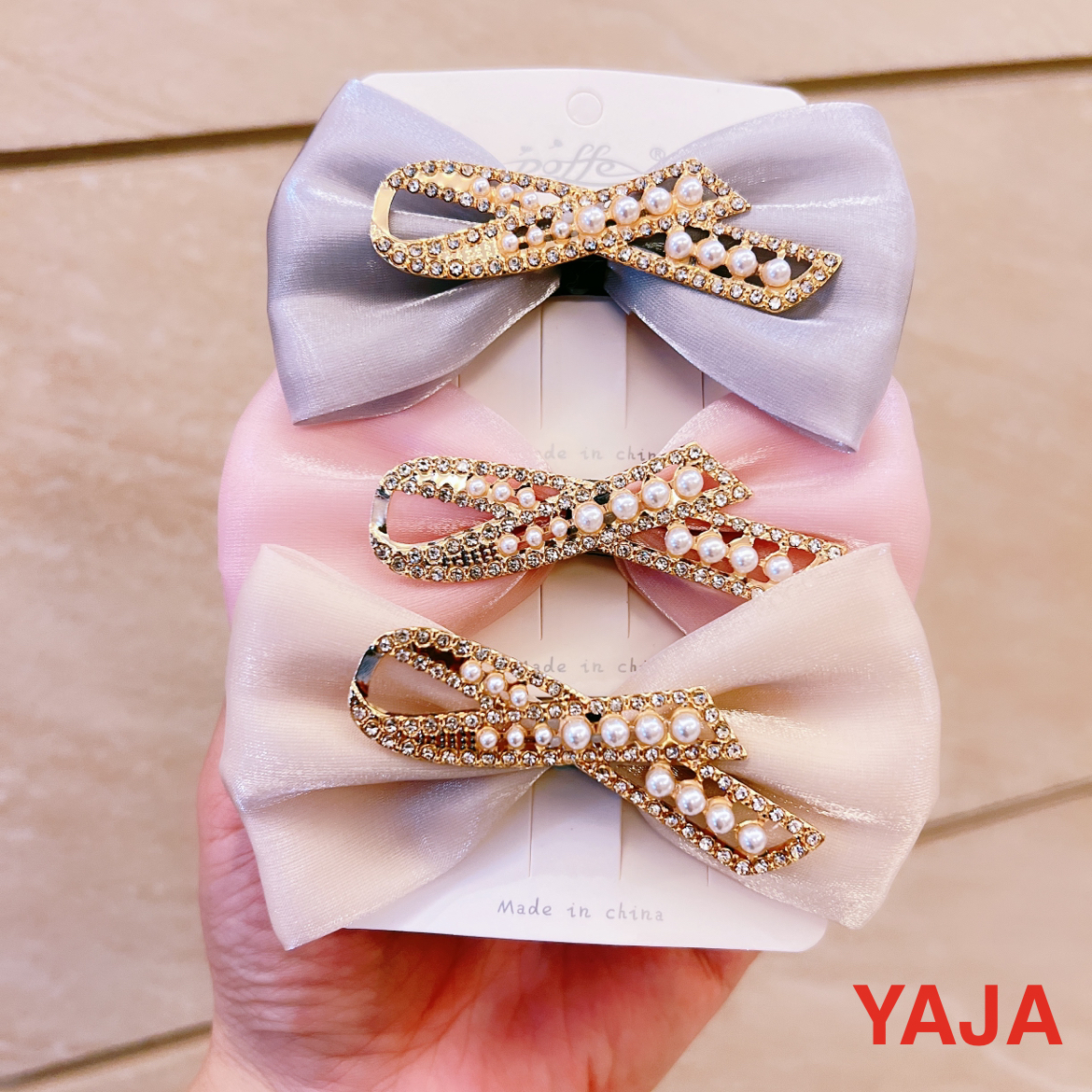 YAJA's exquisite and simple bow hair clips, pearl water diamond bangs clips, edge clips, fabric hair clips, headwear and ladies' clips