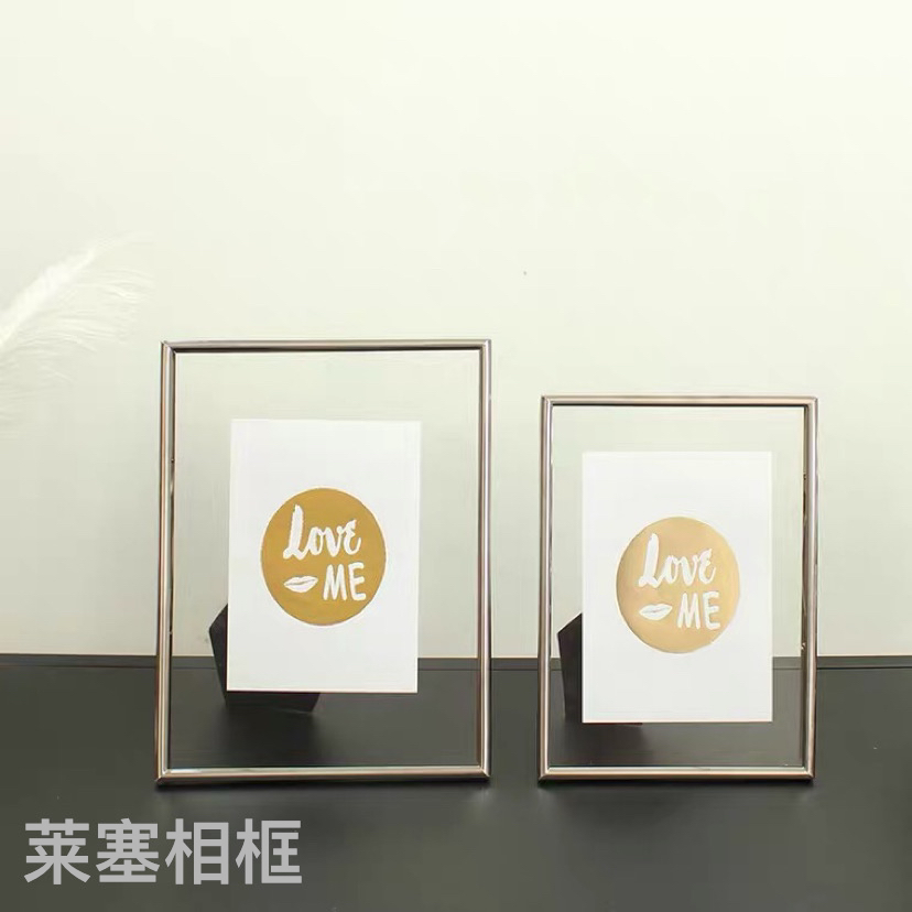 Small round-edge metal creative decorative items for home decoration, living room and bedroom handicrafts, photos, metal photo frames 1