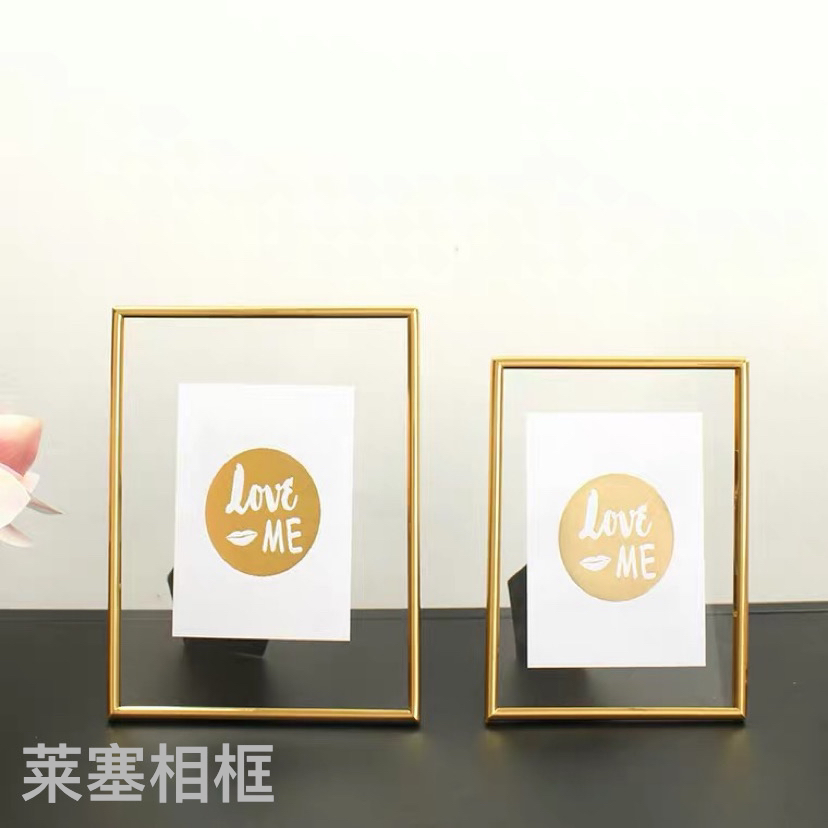 Small round-edge metal creative decorative items for home decoration, living room and bedroom handicrafts, photos, metal photo frames 1 details Picture