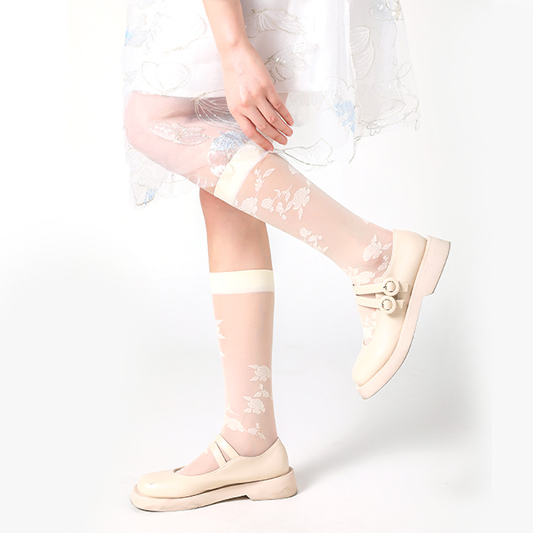 Yanjie lace short socks for women, 2024 new summer thin calf socks for women, Fairy rose mid-calf socks, trendy one-piece delivery details Picture