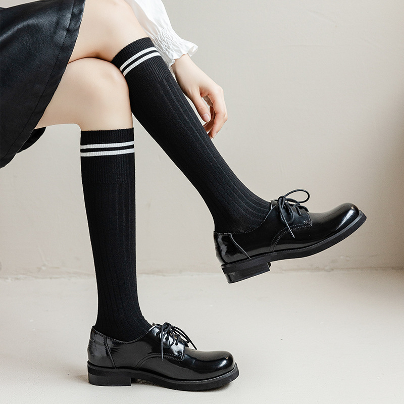 New Spring and summer calf socks for girls, Japanese solid color street JK campus socks, breathable high cotton socks for girls details Picture