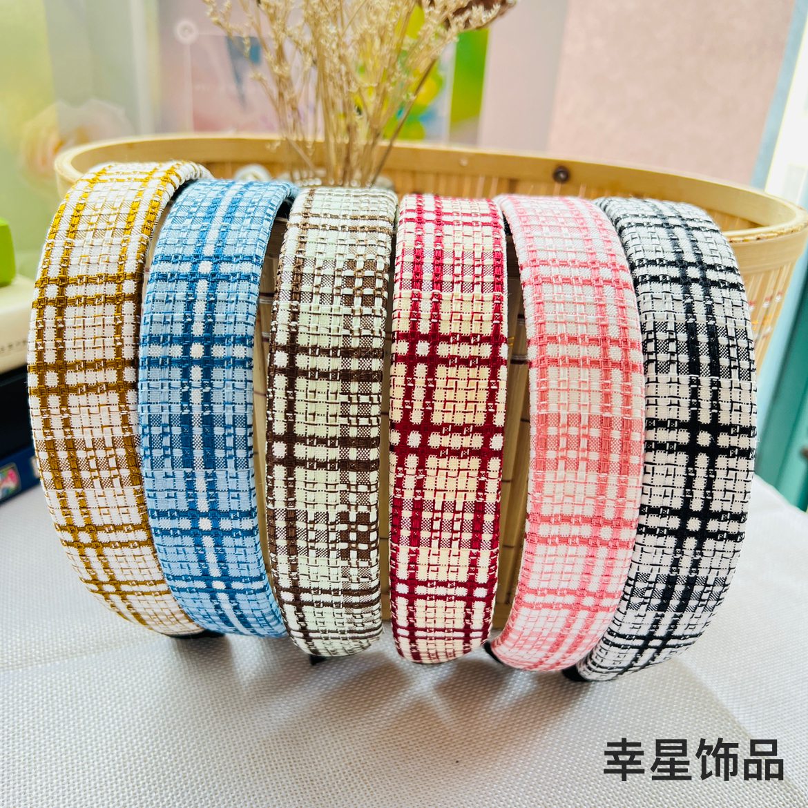 YAJY Xiaoxiang style versatile checkered hair band, popular sponge new Hong Kong-style headwear, top hairpin headband hair accessory