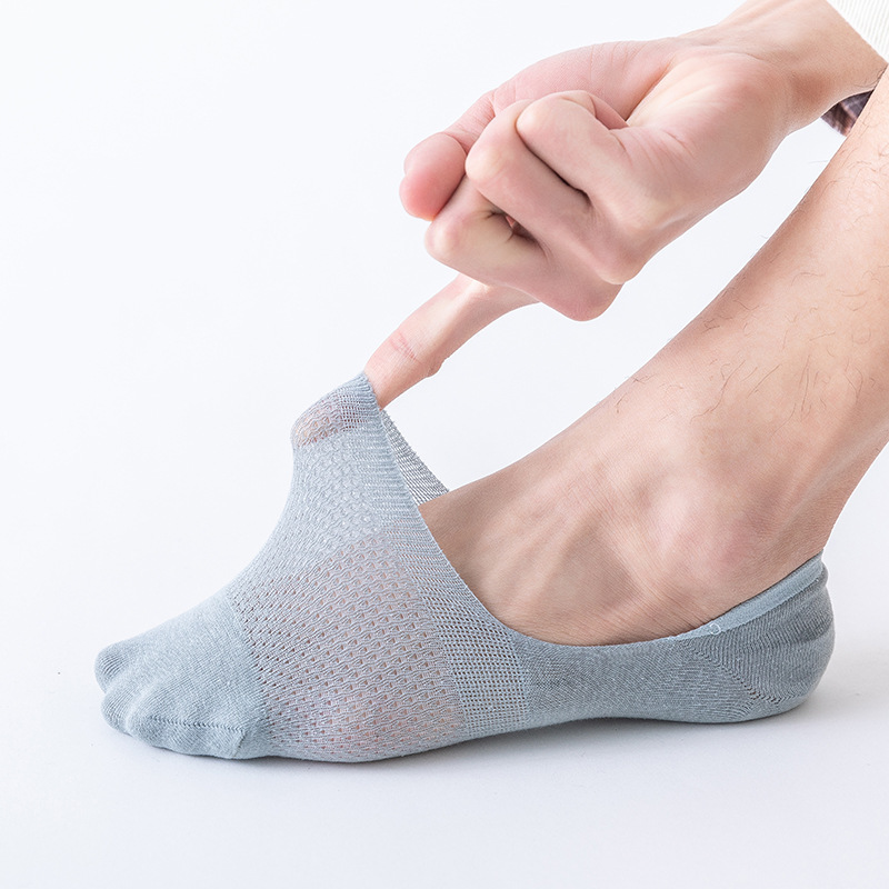 Men's summer invisible socks, solid color casual breathable cotton socks, low-top shallow mouth men's boat socks, one-piece delivery details Picture