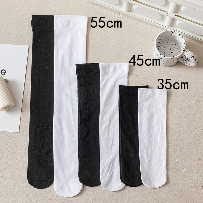 White socks, thin calf socks for women in spring and summer, mid-calf socks, transparent half-calf knee-length stockings, jk silk stockings details Picture