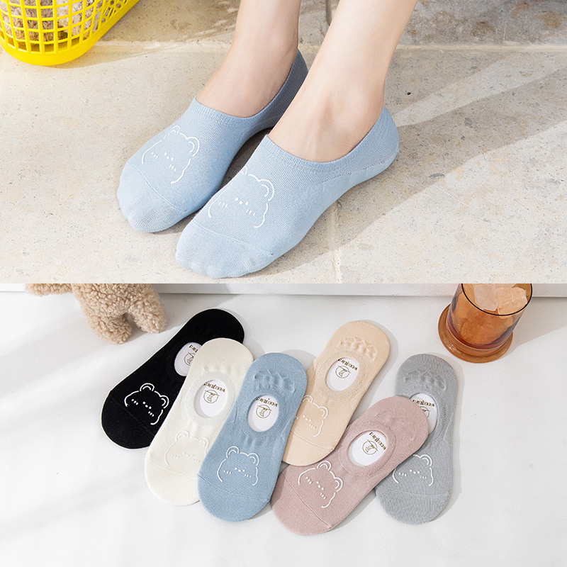 Spring and summer new socks women's Japanese hot stamped shallow cotton socks breathable non-slip invisible socks manufacturers thumbnail