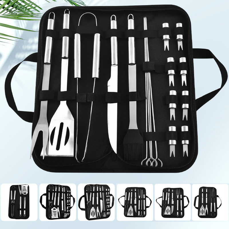厂家批发 不锈钢烤具套装 袋装烧烤工具套装 BBQ烧烤组合工具现货