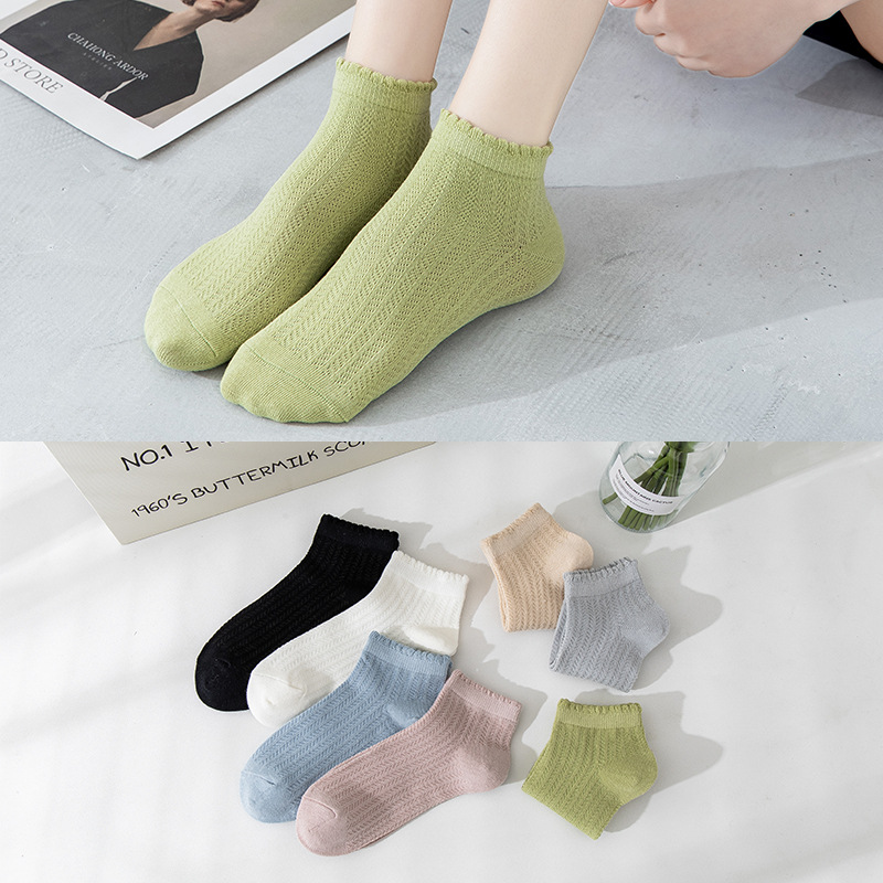 夏季薄款棉袜 袜子女莫兰迪可爱日系女袜 透气网眼短袜女士隐形袜